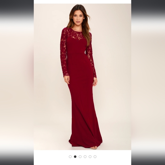 Lulus Dresses & Skirts - Valentines Day Dress - Lulus Maxi Dress whenever you call me wine red lace dress